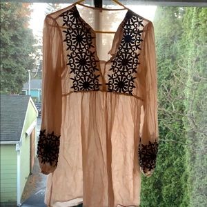 Boho Linen Embroidered Top